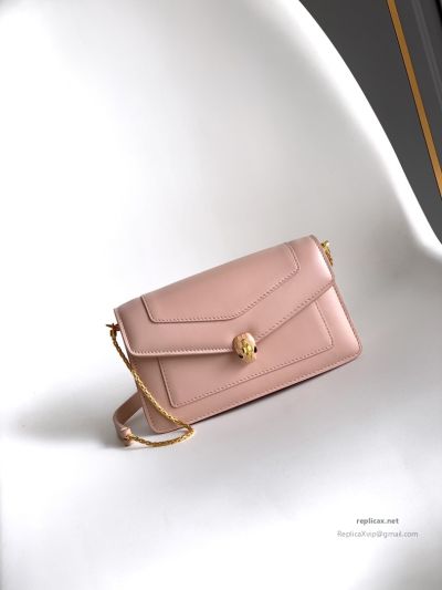 Bvlgari Serpenti Forever Chain Clutch Rose Pink Calfskin