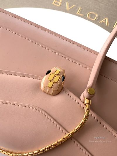 Bvlgari Serpenti Forever Chain Clutch Rose Pink Calfskin