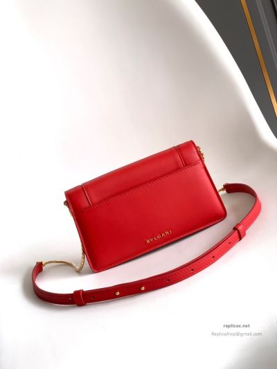 Bvlgari Serpenti Forever Chain Clutch Ruby Red Calfskin