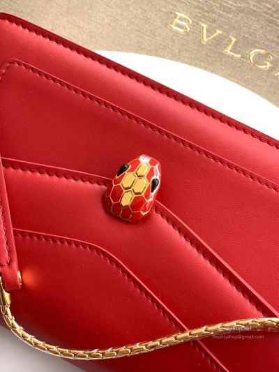 Bvlgari Serpenti Forever Chain Clutch Ruby Red Calfskin