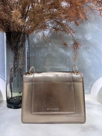 Bvlgari Serpenti Forever Day-to-Night Small Shoulder Bag Light Gold Textured Calfskin
