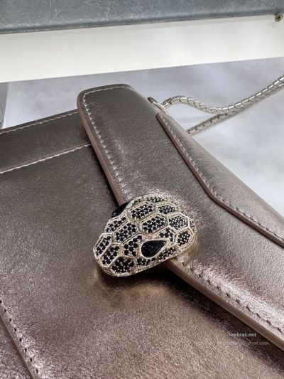 Bvlgari Serpenti Forever Day-to-Night Small Shoulder Bag Light Gold Textured Calfskin