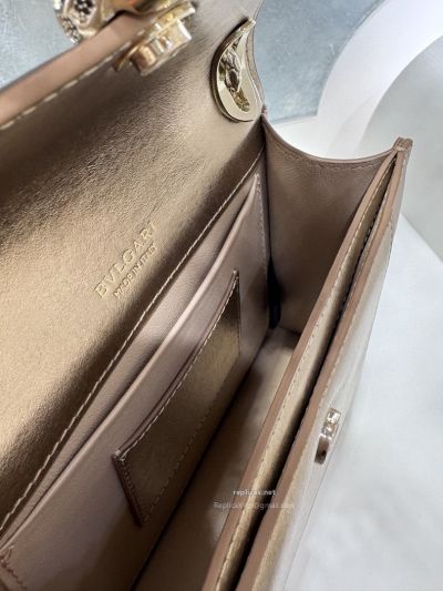 Bvlgari Serpenti Forever Day-to-Night Small Shoulder Bag Light Gold Textured Calfskin