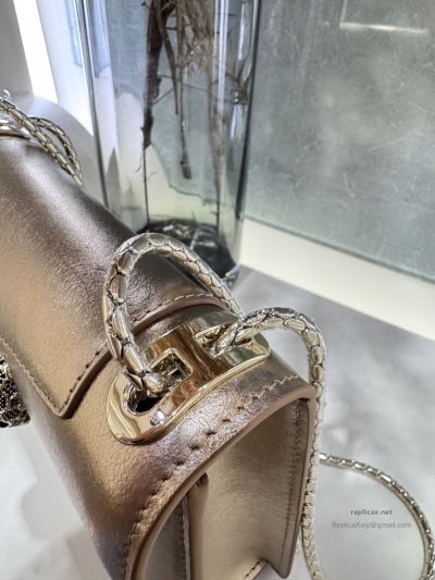 Bvlgari Serpenti Forever Day-to-Night Small Shoulder Bag Light Gold Textured Calfskin