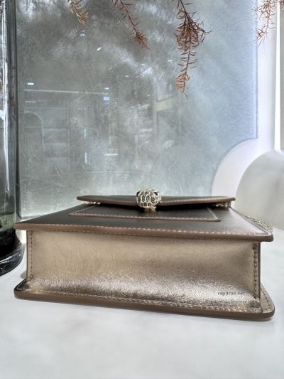 Bvlgari Serpenti Forever Day-to-Night Small Shoulder Bag Light Gold Textured Calfskin