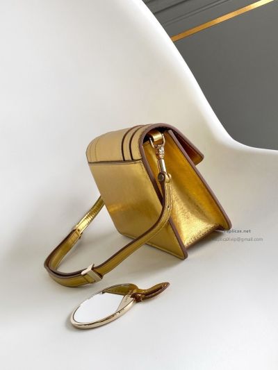 Bvlgari Serpenti Forever East-West Small Shoulder Bag Deep Gold Textured Calfskin