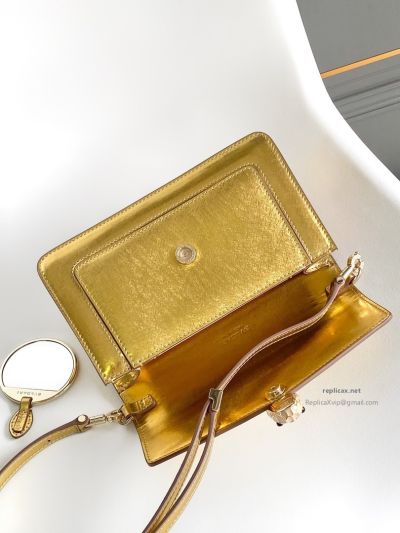 Bvlgari Serpenti Forever East-West Small Shoulder Bag Deep Gold Textured Calfskin
