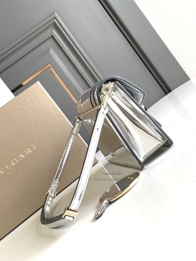 Bvlgari Serpenti Forever East-West Small Shoulder Bag Silver Mirror Calfskin