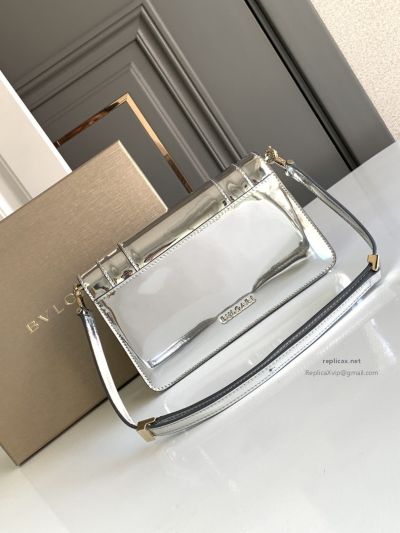 Bvlgari Serpenti Forever East-West Small Shoulder Bag Silver Mirror Calfskin