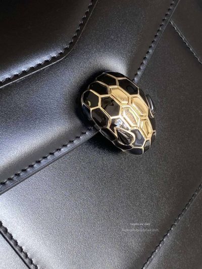 Bvlgari Serpenti Forever Medium Top Handle Bag Black Calfskin