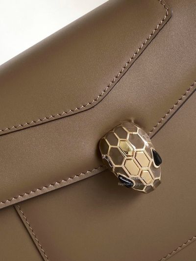 Bvlgari Serpenti Forever Medium Top Handle Bag Brown Calfskin