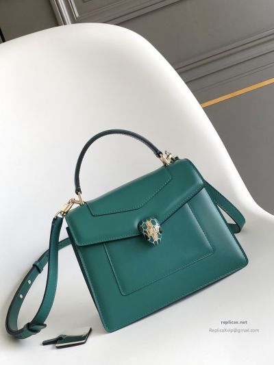Bvlgari Serpenti Forever Medium Top Handle Bag Emerald Green Calfskin