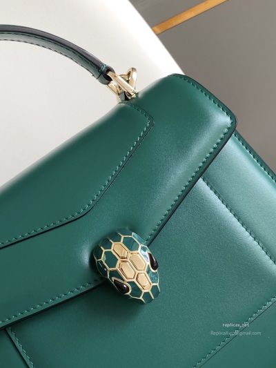 Bvlgari Serpenti Forever Medium Top Handle Bag Emerald Green Calfskin