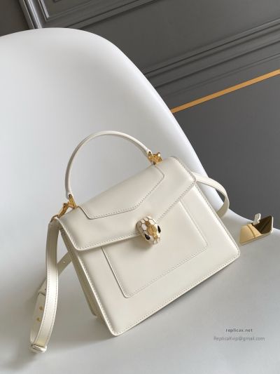 Bvlgari Serpenti Forever Medium Top Handle Bag Ivory Calfskin