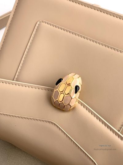 Bvlgari Serpenti Forever Medium Top Handle Bag Taupe Calfskin