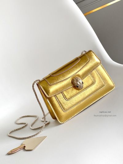 Bvlgari Serpenti Forever Mini Crossbody Bag Deep Gold Textured Calfskin