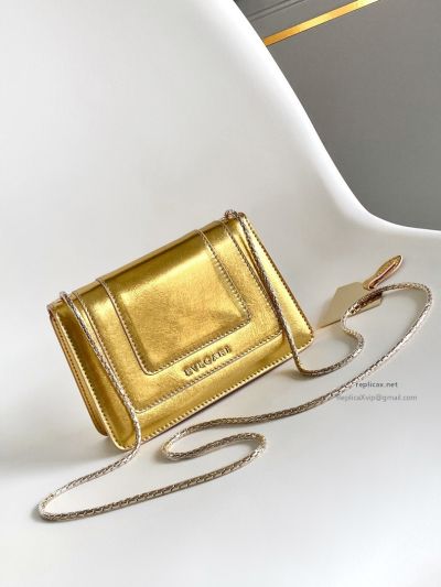 Bvlgari Serpenti Forever Mini Crossbody Bag Deep Gold Textured Calfskin