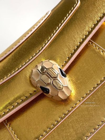 Bvlgari Serpenti Forever Mini Crossbody Bag Deep Gold Textured Calfskin