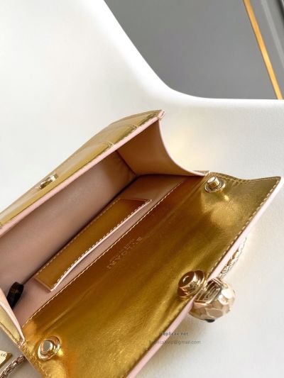 Bvlgari Serpenti Forever Mini Crossbody Bag Deep Gold Textured Calfskin