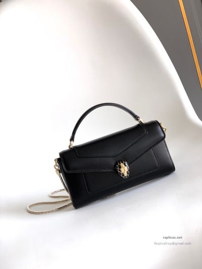 Bvlgari Serpenti Forever Phone Bag Black Calfskin