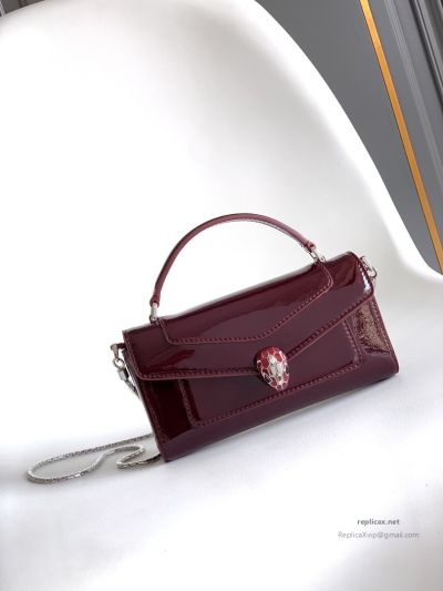 Bvlgari Serpenti Forever Phone Bag Burgundy Patent Leather