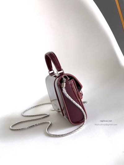 Bvlgari Serpenti Forever Phone Bag Burgundy Patent Leather