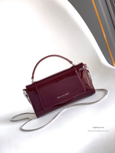 Bvlgari Serpenti Forever Phone Bag Burgundy Patent Leather