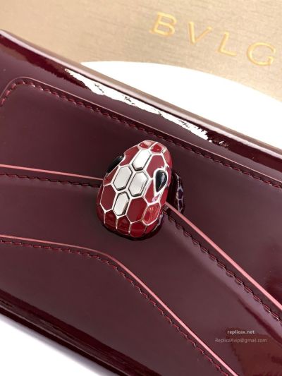 Bvlgari Serpenti Forever Phone Bag Burgundy Patent Leather