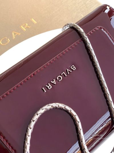 Bvlgari Serpenti Forever Phone Bag Burgundy Patent Leather