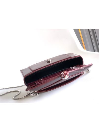 Bvlgari Serpenti Forever Phone Bag Burgundy Patent Leather