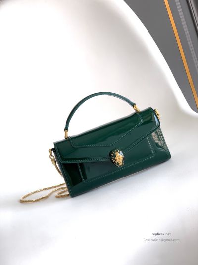 Bvlgari Serpenti Forever Phone Bag Dark Green Patent Leather