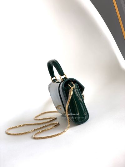 Bvlgari Serpenti Forever Phone Bag Dark Green Patent Leather