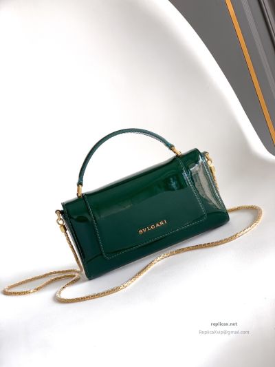 Bvlgari Serpenti Forever Phone Bag Dark Green Patent Leather