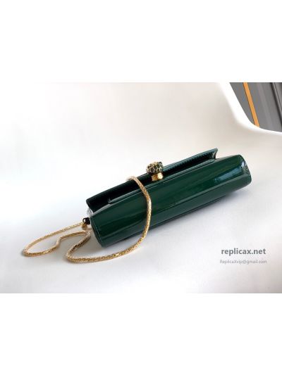 Bvlgari Serpenti Forever Phone Bag Dark Green Patent Leather