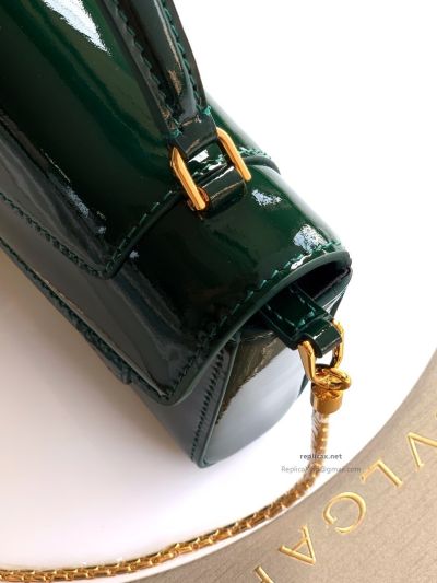 Bvlgari Serpenti Forever Phone Bag Dark Green Patent Leather