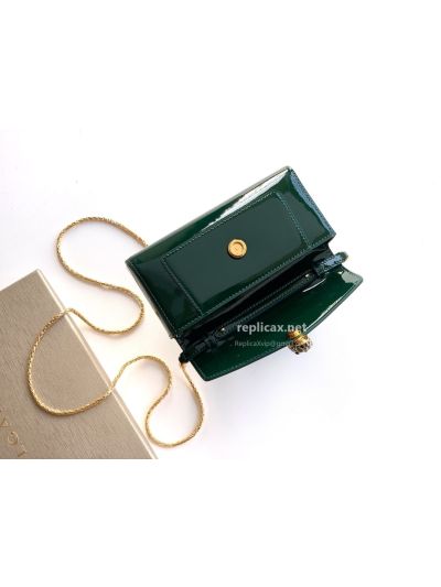 Bvlgari Serpenti Forever Phone Bag Dark Green Patent Leather