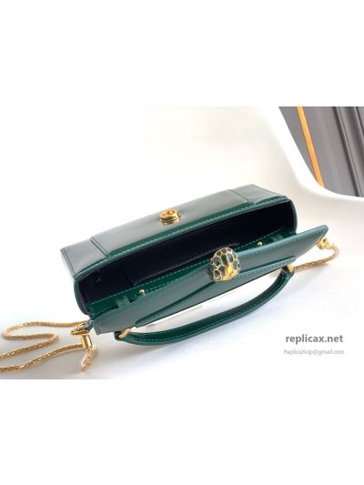 Bvlgari Serpenti Forever Phone Bag Dark Green Patent Leather