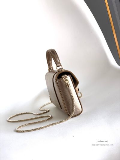 Bvlgari Serpenti Forever Phone Bag Light Gold Textured Calfskin