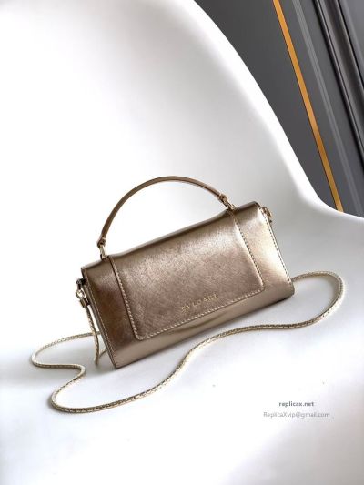 Bvlgari Serpenti Forever Phone Bag Light Gold Textured Calfskin