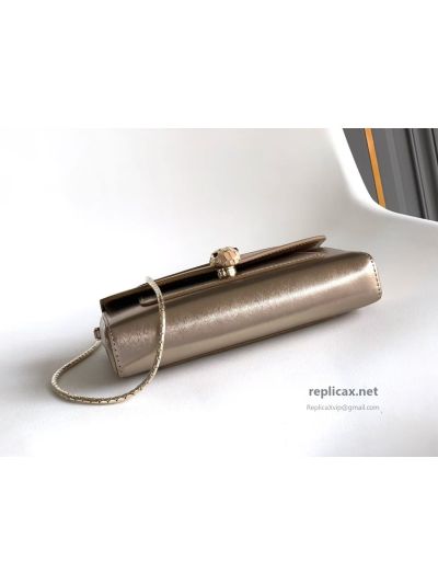 Bvlgari Serpenti Forever Phone Bag Light Gold Textured Calfskin