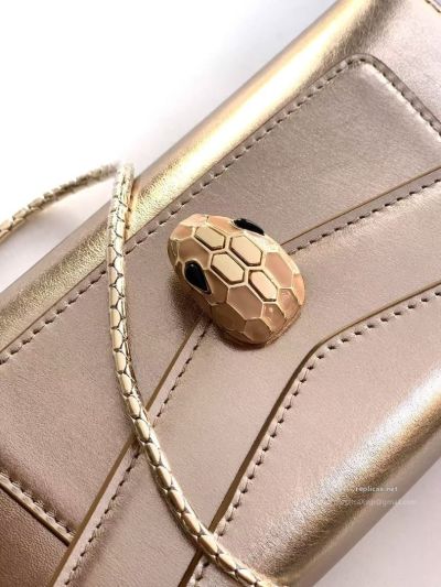 Bvlgari Serpenti Forever Phone Bag Light Gold Textured Calfskin