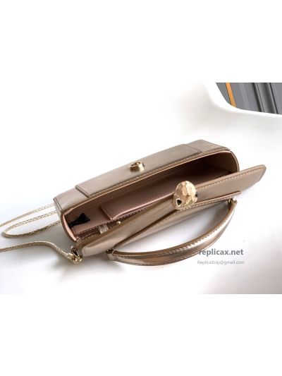 Bvlgari Serpenti Forever Phone Bag Light Gold Textured Calfskin