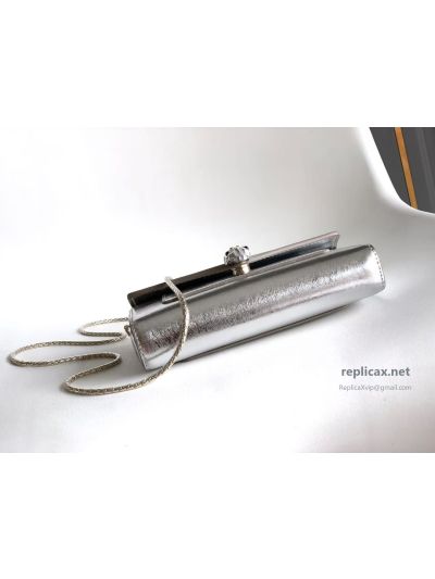 Bvlgari Serpenti Forever Phone Bag Silver Textured Calfskin