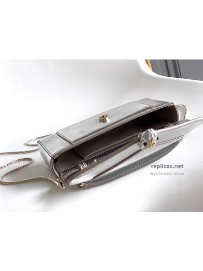 Bvlgari Serpenti Forever Phone Bag Silver Textured Calfskin