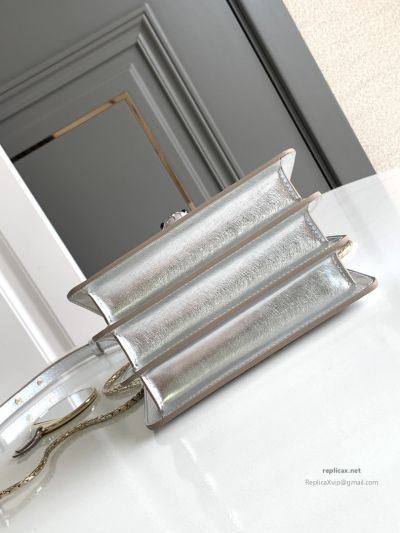 Bvlgari Serpenti Forever Small Accordion Bag Silver Textured Calfskin