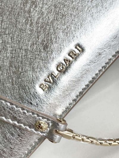 Bvlgari Serpenti Forever Small Accordion Bag Silver Textured Calfskin