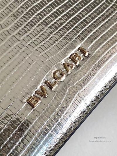 Bvlgari Serpenti Forever Small Shoulder Bag Silver Lizard-Embossed Calfskin