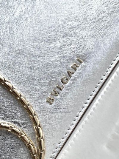 Bvlgari Serpenti Forever Small Shoulder Bag Silver Textured Calfskin