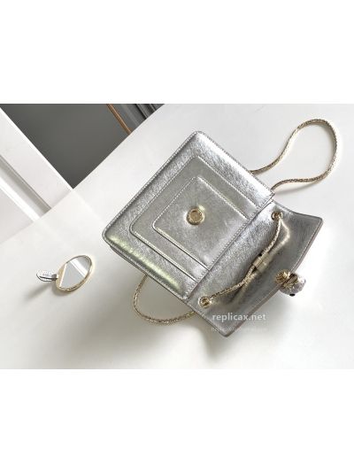 Bvlgari Serpenti Forever Small Shoulder Bag Silver Textured Calfskin