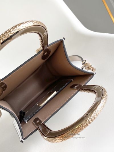 Bvlgari Serpentine Mini Tote Bag Silver Lizard-Embossed Calfskin